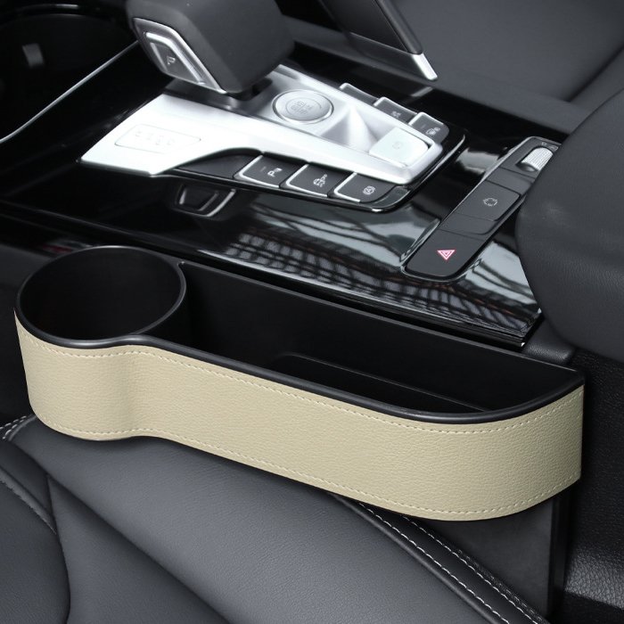 2024 New Design Pu Leather Car Universal Car Cup Holder Pu Leather Seat Gap Filler Car Organizers