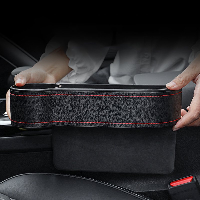 2024 New Design Pu Leather Car Universal Car Cup Holder Pu Leather Seat Gap Filler Car Organizers