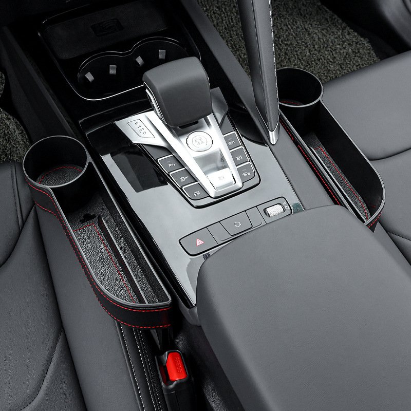 2024 New Design Pu Leather Car Universal Car Cup Holder Pu Leather Seat Gap Filler Car Organizers