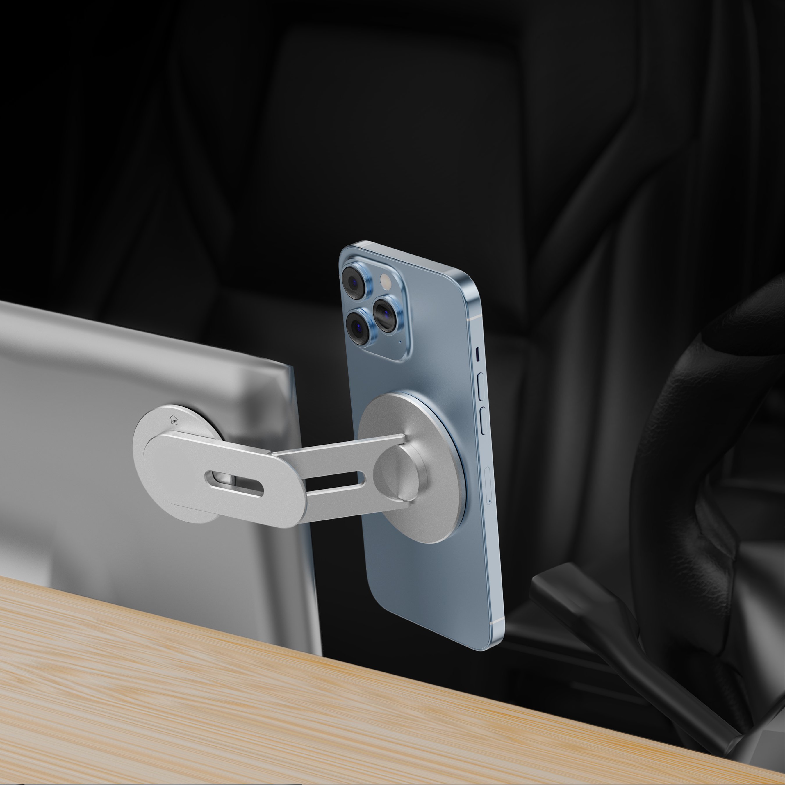 Laptop Extension Cell Phone Holder Foldable Magnetic flip Continuity Camera Car Mount Desk Bed Use