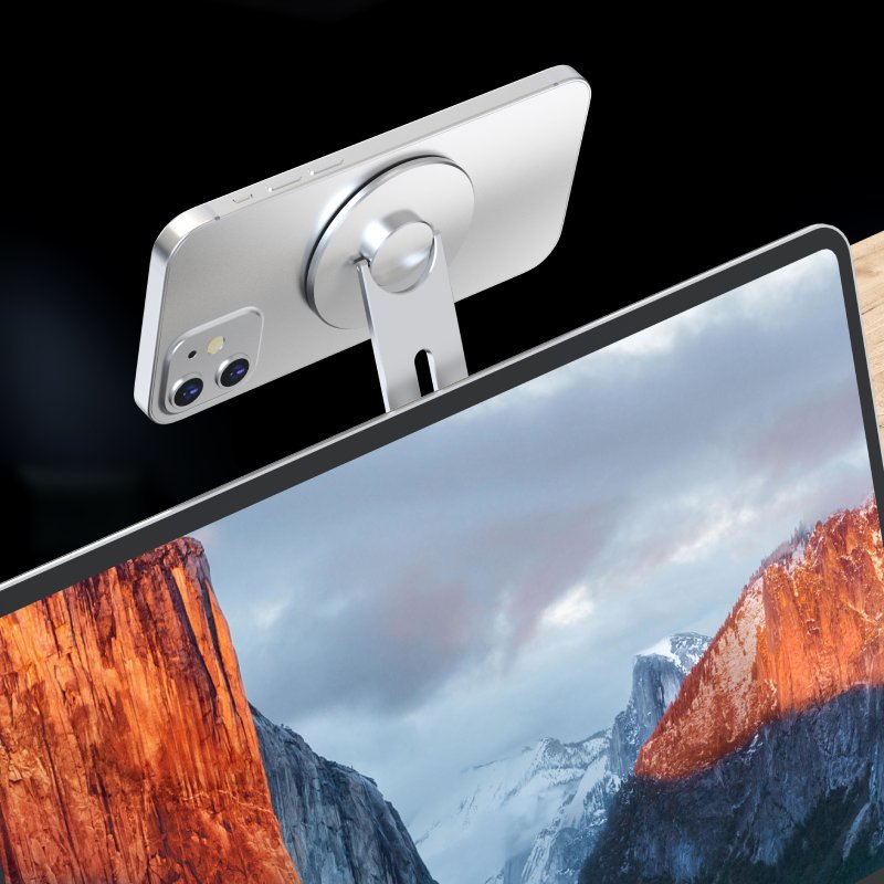Laptop Extension Cell Phone Holder Foldable Magnetic flip Continuity Camera Car Mount Desk Bed Use