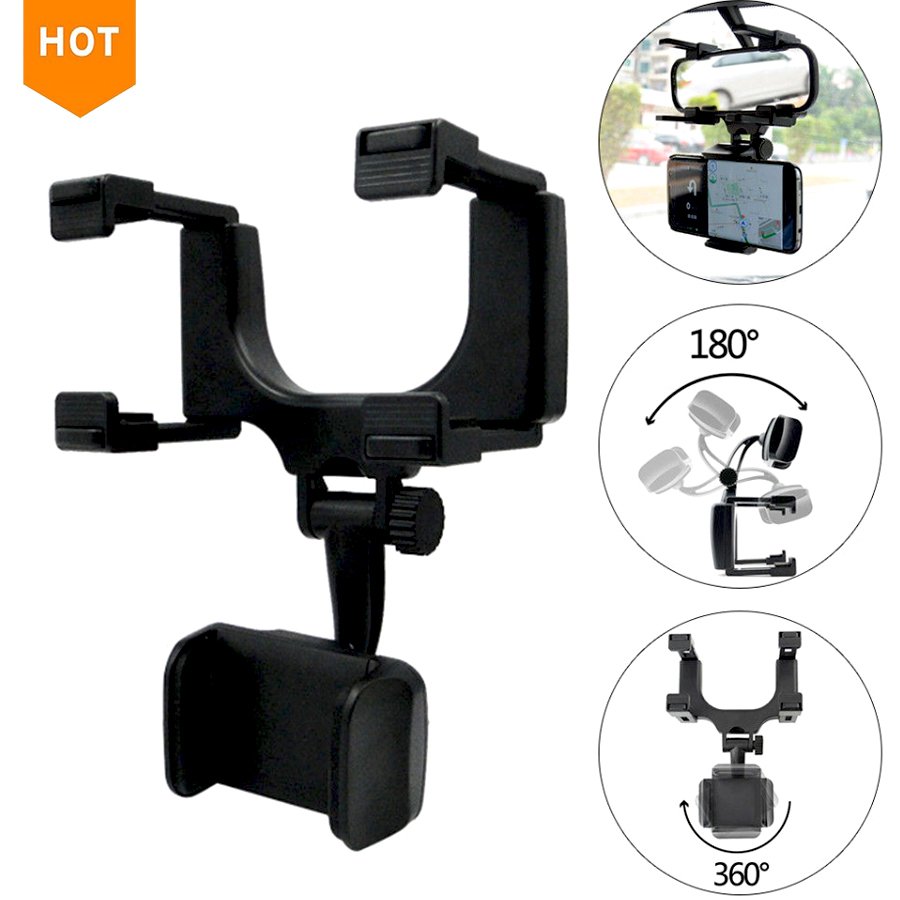 Universal Car Rearview Mirror Phone Holder 270 Degree Swivel Universal Smartphone Cradle Car Phone Mount Stand