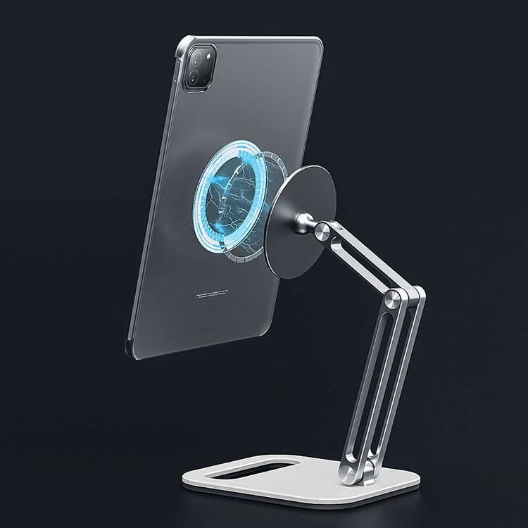 Adjustable angles heavy-duty Magnetic Desk Holder Tablet Stand Foldable Rotating Aluminum Desktop Magnetic Phone Tablet Holder