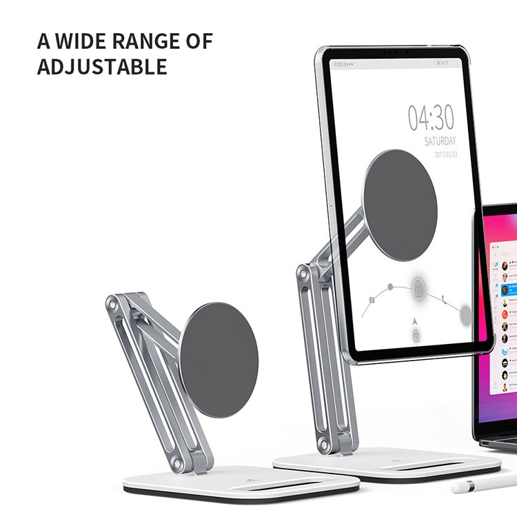 Adjustable angles heavy-duty Magnetic Desk Holder Tablet Stand Foldable Rotating Aluminum Desktop Magnetic Phone Tablet Holder