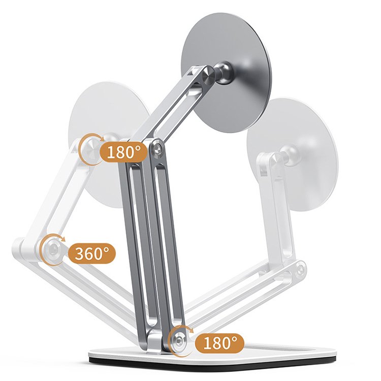 Adjustable angles heavy-duty Magnetic Desk Holder Tablet Stand Foldable Rotating Aluminum Desktop Magnetic Phone Tablet Holder