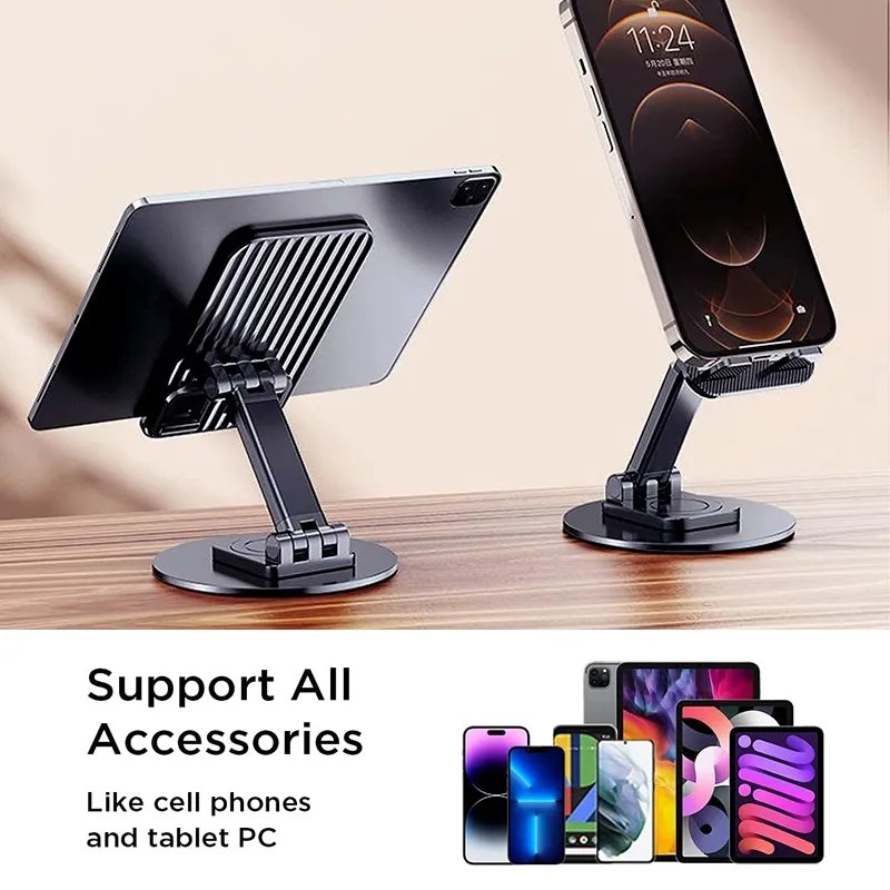 New design 360 Rotating Aluminum Mobile Phone holder Portable Desktop Stand Mount Adjustable Foldable Support Table Alloy Metal