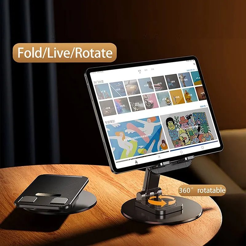 New design 360 Rotating Aluminum Mobile Phone holder Portable Desktop Stand Mount Adjustable Foldable Support Table Alloy Metal