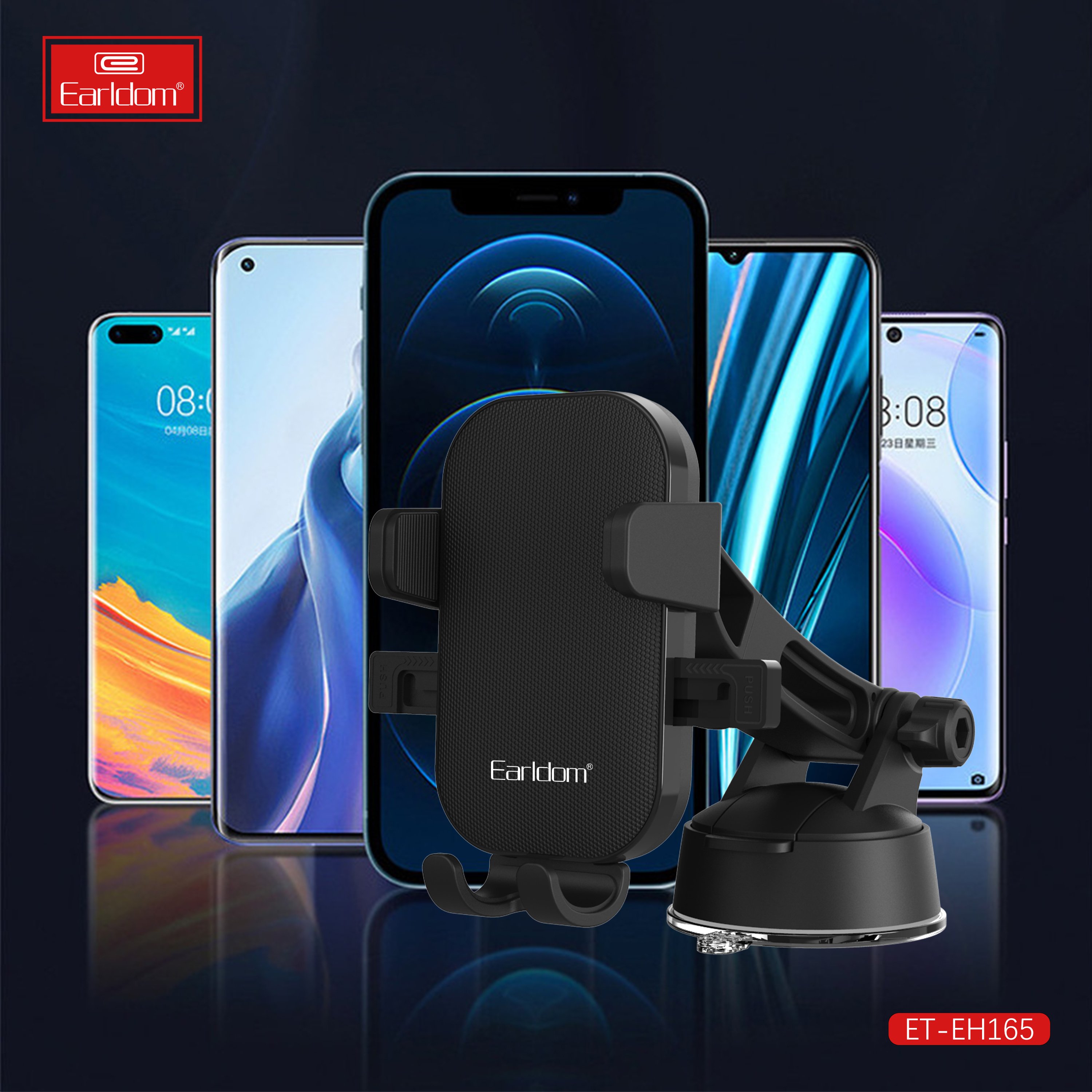 Car Suction Cup Phone Holder Windshield/Dashboard/Window, Car Phone Mount with Strong Sticky Gel Pad, Compatible with iPhone