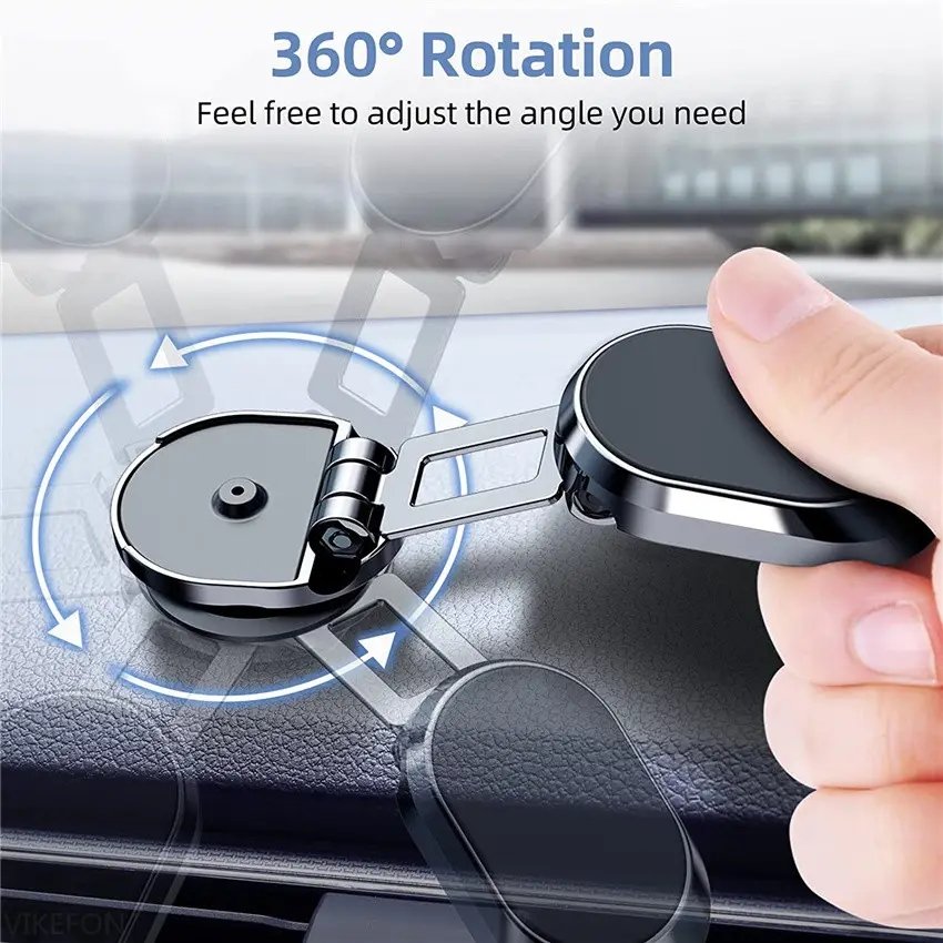 Multi-function Strong Magnetic 360 Rotation Folding Anti-slip Adjustable Foldable Car Phone Holder for All Car Use