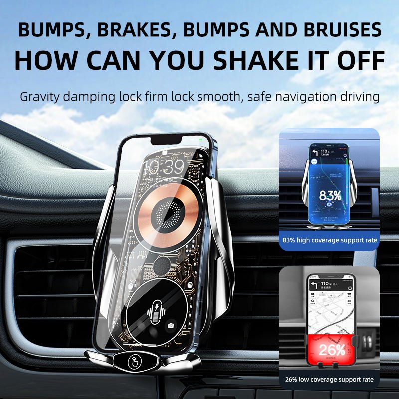 Car Mount Mobile Phone Holder Charger Type C With Display Car Charger For Car Mobile Phone