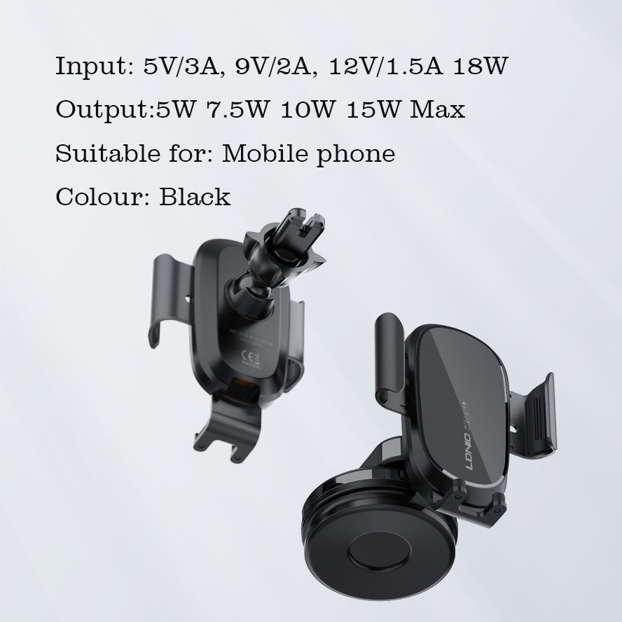 LDNIO MW21-1 15W Fast Charge Auto Clamping Wireless Car Charger Phone Holder Retractable Phone Holder For Mobile Phone