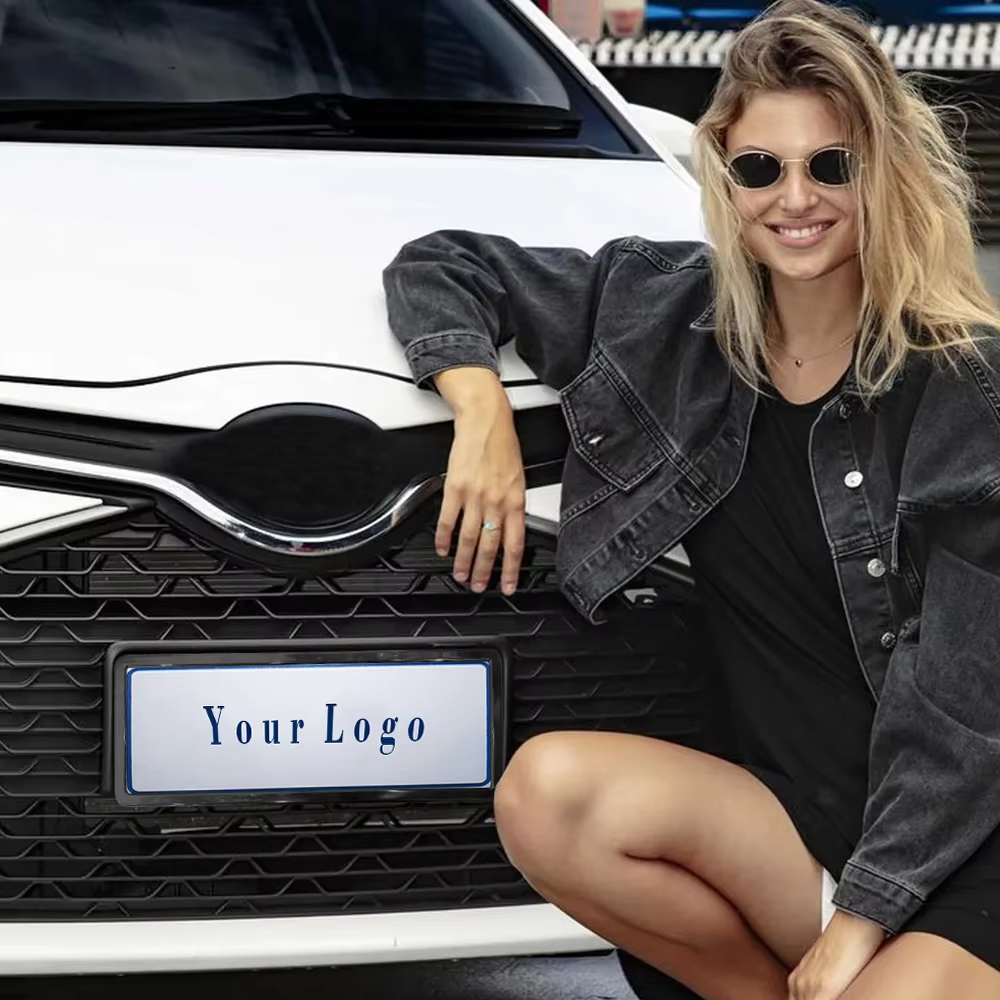 Custom Logo Printed Plastic Car Plate Holder License Plate Frame Wholesale For Standard Eu Size
