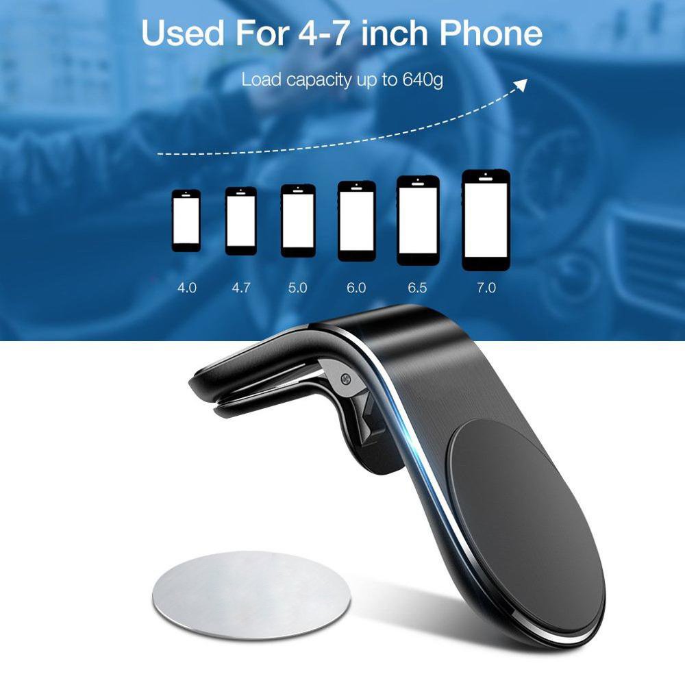 DMG CN L-Shape Air Vent Smartphones Bracket Stand Magnet Cellphone Holder Magnetic Suction Car Mount Mobile Phone Holder