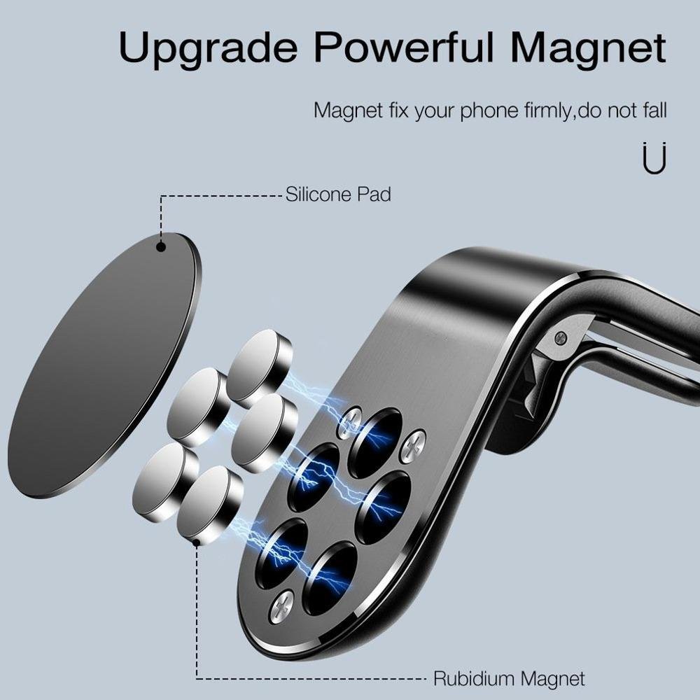 DMG CN L-Shape Air Vent Smartphones Bracket Stand Magnet Cellphone Holder Magnetic Suction Car Mount Mobile Phone Holder