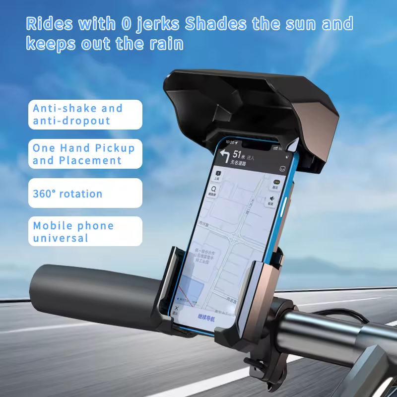Upgraded Bicycle and Motorcycle Phone Mount Stand, Mobile Phones Holder with Rain Cover Bike Handlebar Phone Bracket