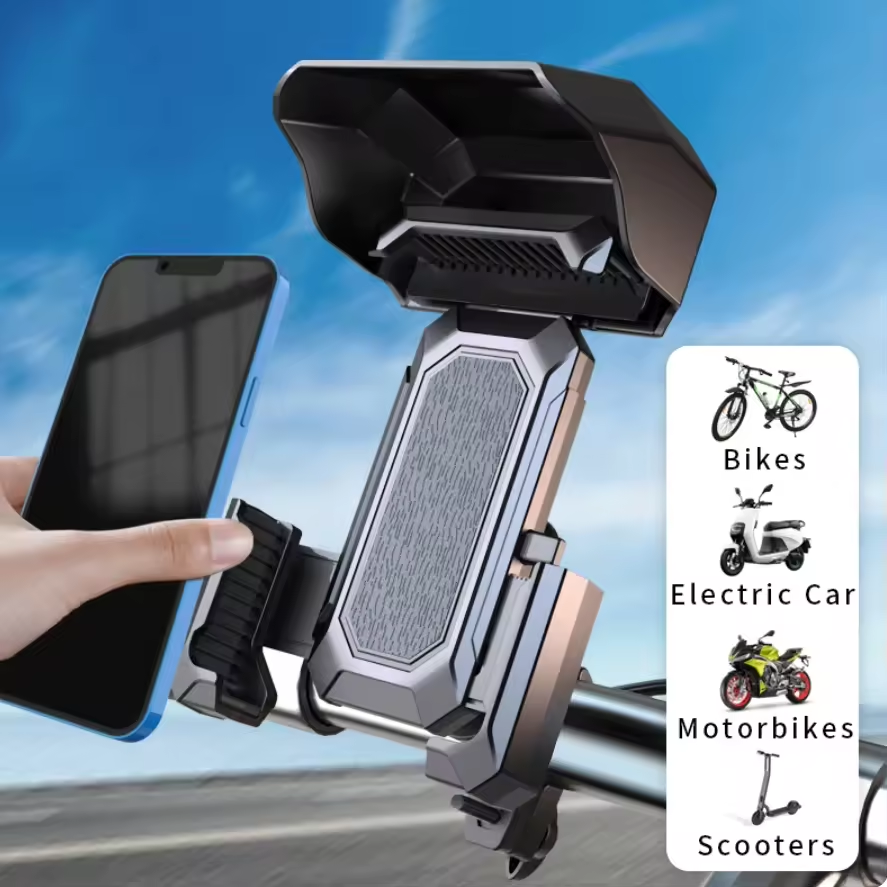 Upgraded Bicycle and Motorcycle Phone Mount Stand, Mobile Phones Holder with Rain Cover Bike Handlebar Phone Bracket