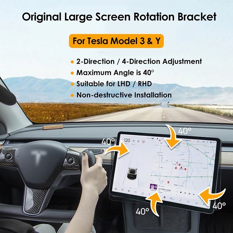 Car Dashboard Screen Rotation Tilt Holder for Tesla Model Y 3 Four Direction Screen Rotating Free Adjustable Tesla Accessories
