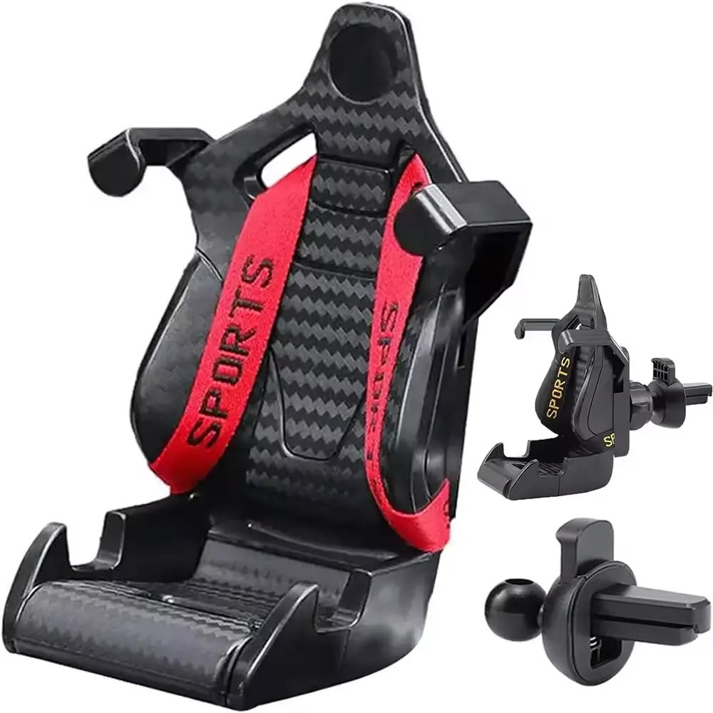 2024 Auto Gadgets Racing Seat Carbon Fiber Pattern Stable And Wireless Charger Mount Air Vent Mobile Phone Holder For Car