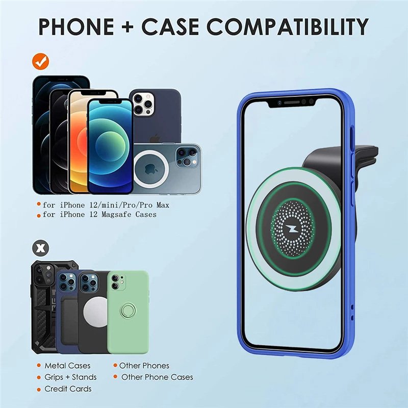 Air Vent Vehicular Charger Magnetic Car Phone Holder Wireless Charger Mobile Phone 15W Telefono Technology TYPE-C 8mm 50g CN;GUA