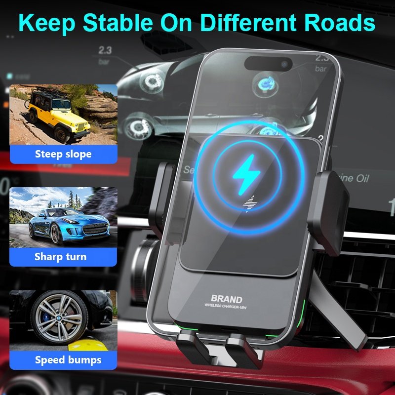 New Products Fast Charging Manual Mobile Phone Holder Car Mount Wireless Charger