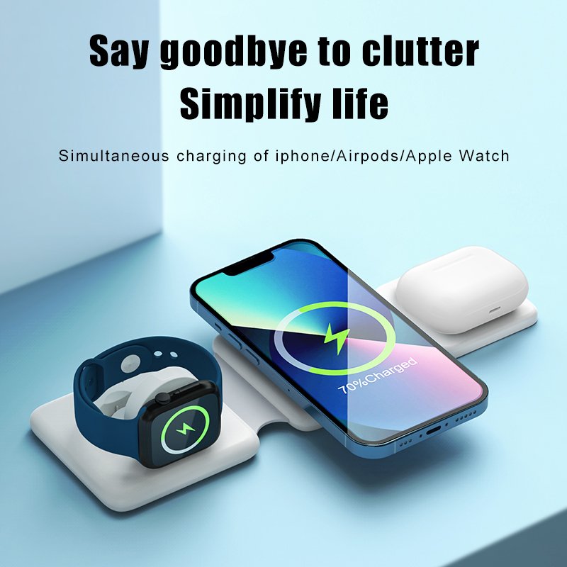 New Arrival 2023 Products For phone 14 Wireless Charger Dock Foldable 15W Multi Charging Stand 3 in 1 Wireless Charging pad