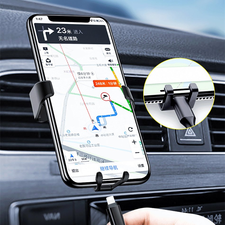Universal Leather Gravity Car Mobile Phone Holder ABS Plastic Stand Mount Adjustable Function Portable Smart phone holder