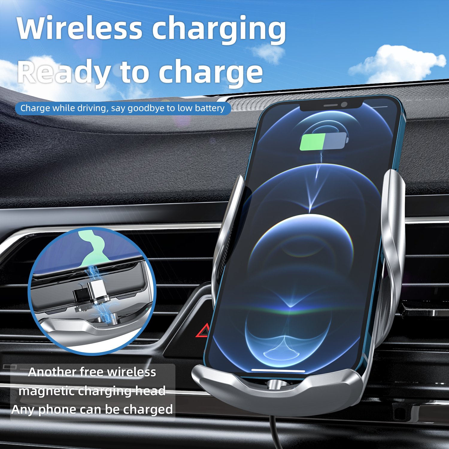 C1 wireless charging full automatic infrared induction wireless charging car mobile phone holder charger