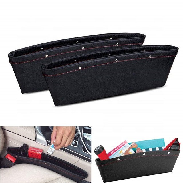 PU Leather Car Storage Bag Cup Holder Car Seat Gap Filler Organizer Between Seats Pocket Organizer Box