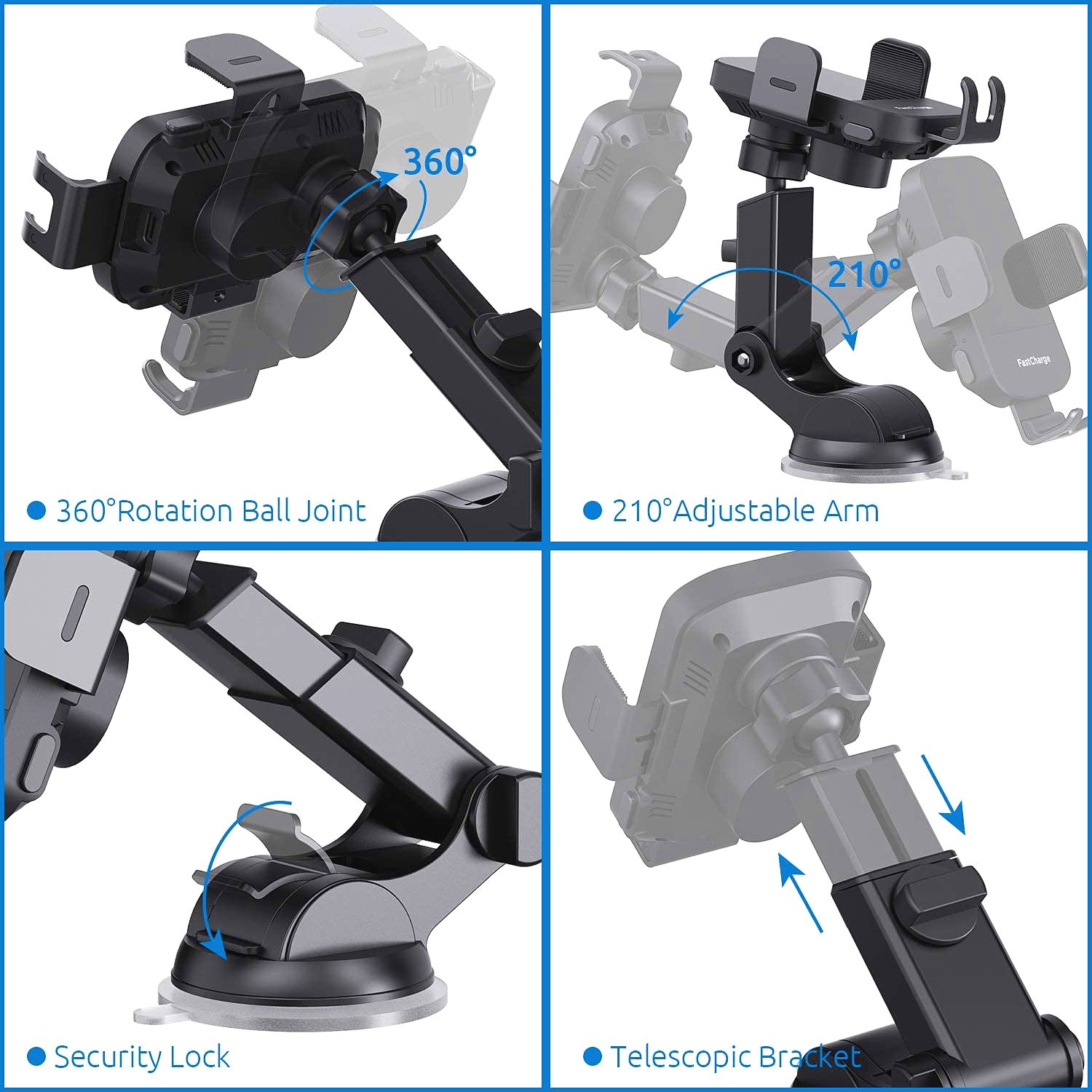 Best Selling 15W Fast Charging Wireless Charger Air Vent Manual Car Mount Mobile Phone Holder