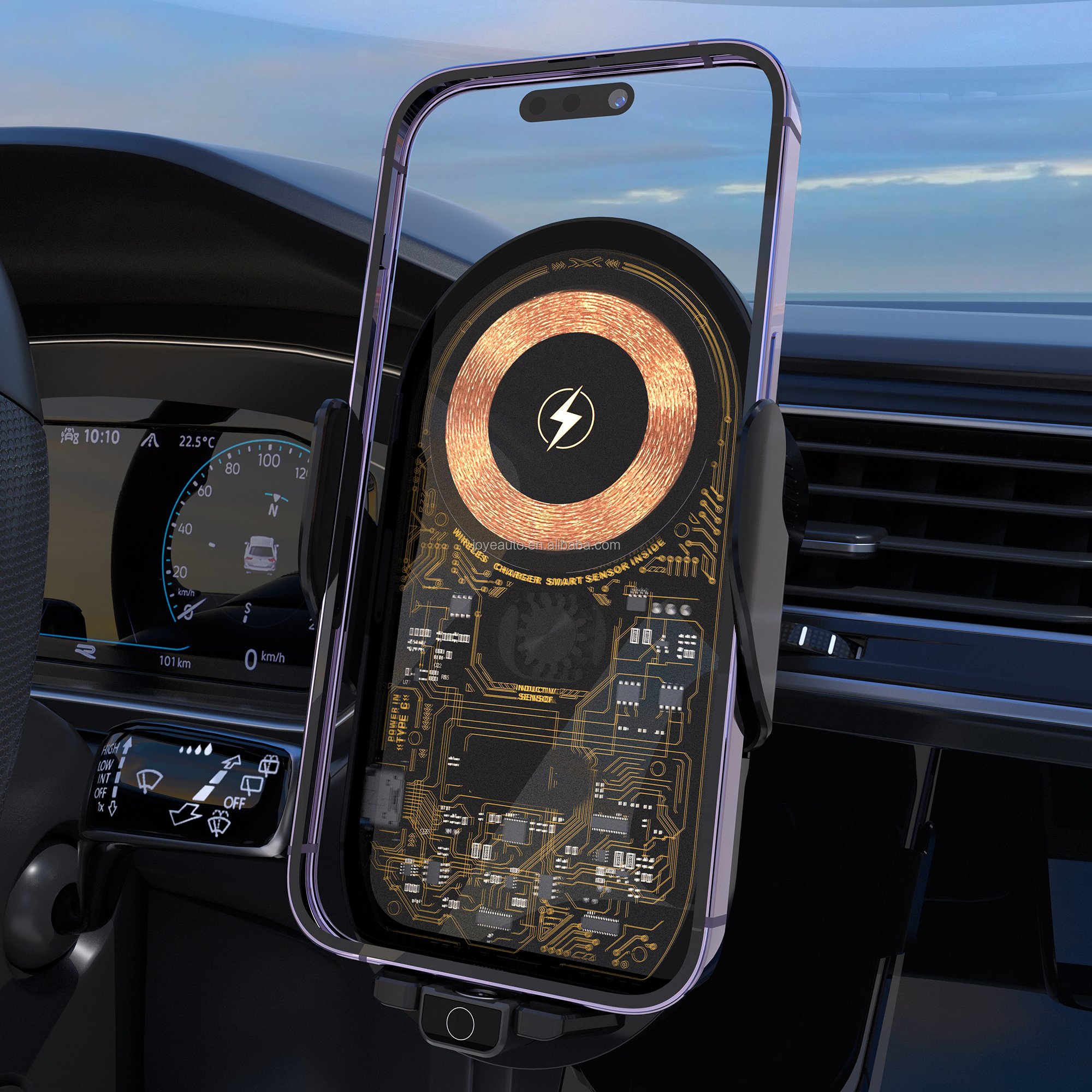 New high-tech injury-free car mount wireless fast charging mobile phone stand 2/1 clip smart retractable phone seat Car Holder