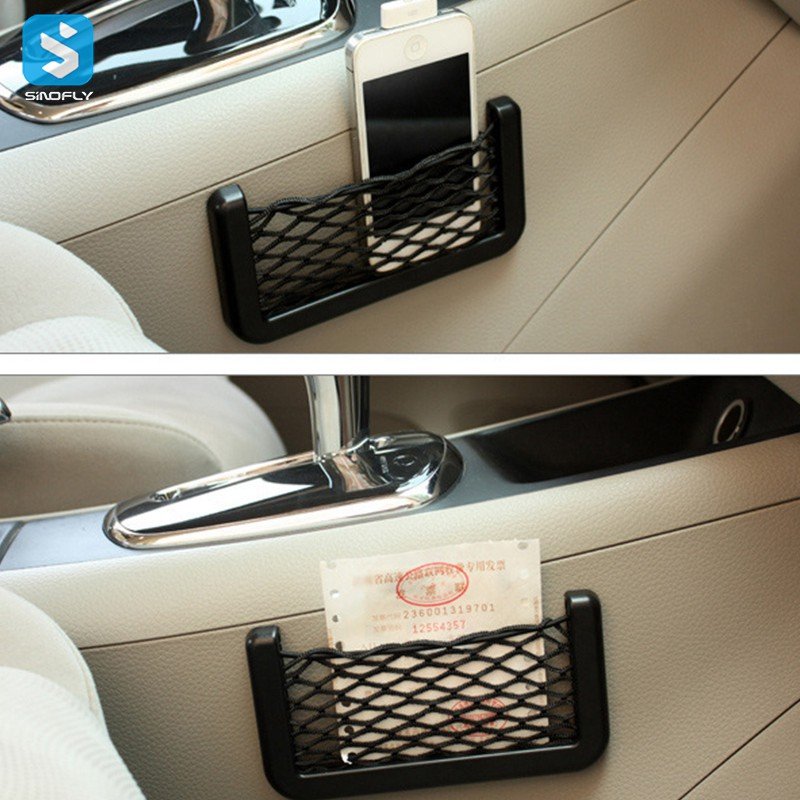 Universal Car sticker net pocket mobile phone holder car storage bag organizer back seat mesh bag pocket