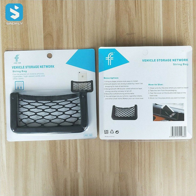 Universal Car sticker net pocket mobile phone holder car storage bag organizer back seat mesh bag pocket