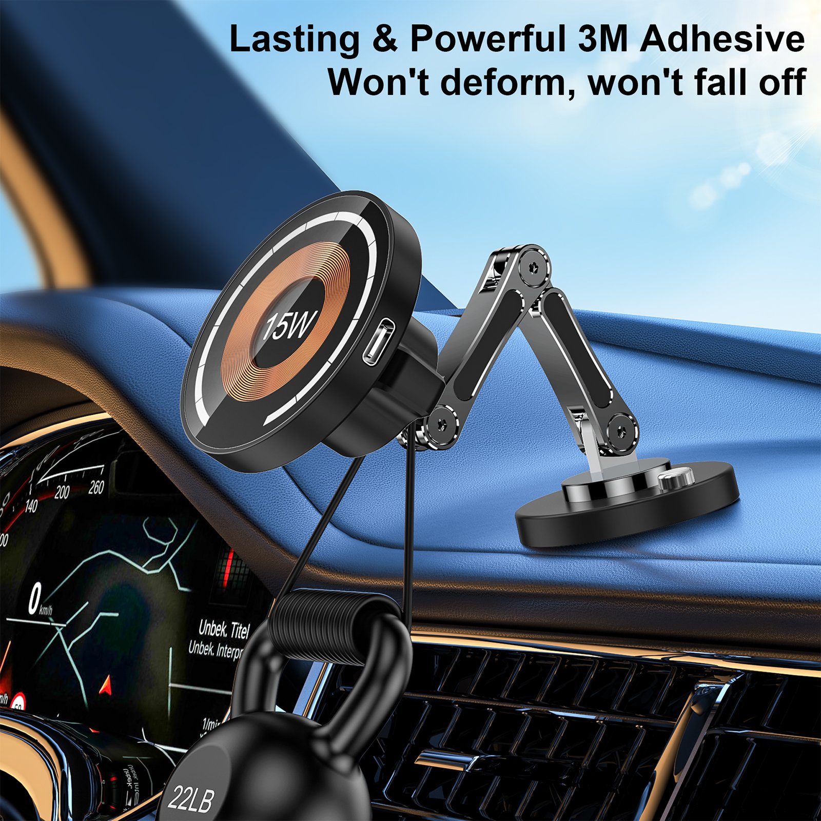 2024 Hot Sell 360 Degree Rotating Car Holder Magnetic Car Mount 15W wireless charge phone holder For iPhone