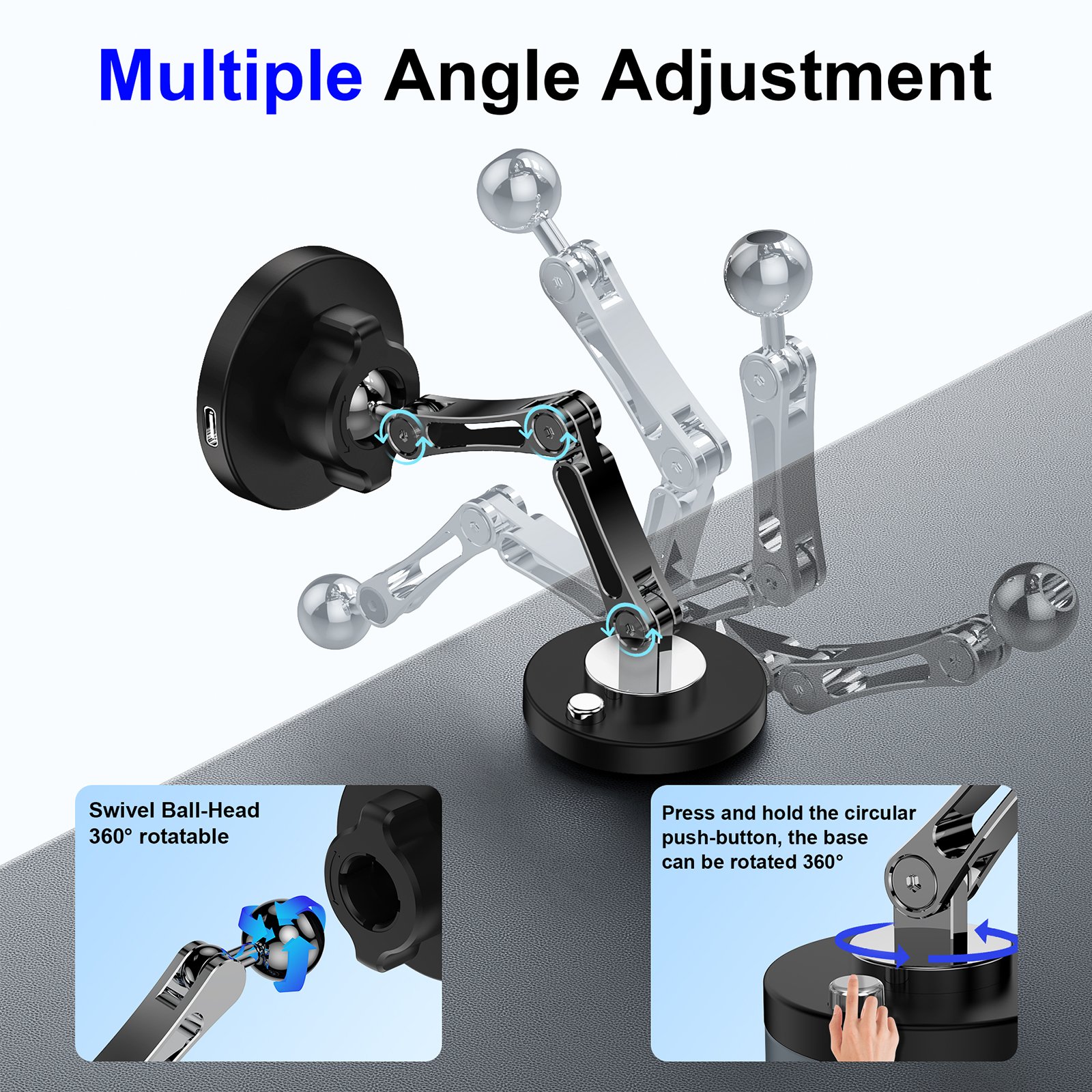 2024 Hot Sell 360 Degree Rotating Car Holder Magnetic Car Mount 15W wireless charge phone holder For iPhone