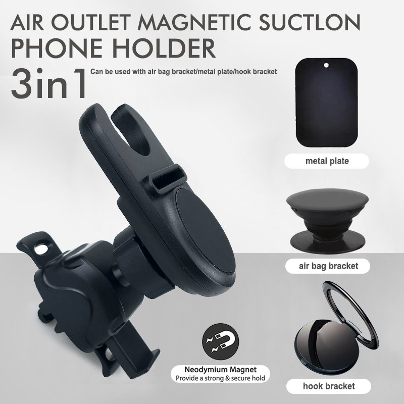 3-in-1magnetic car air outlet car phone bracket ring buckle mobile phone bracket 360 degrees rotation Universal car phone holder