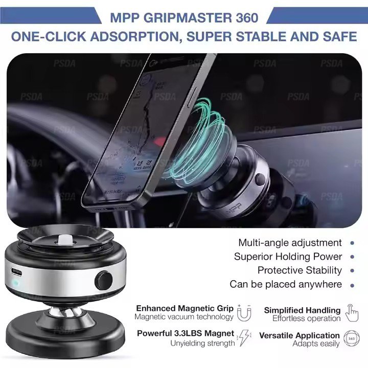 PSDA 360° Rotatable Car Phone Holder Vacuum Magnetic Suction Cup Car Mount Bracket Universal Smartphone Support iPhone Samsung