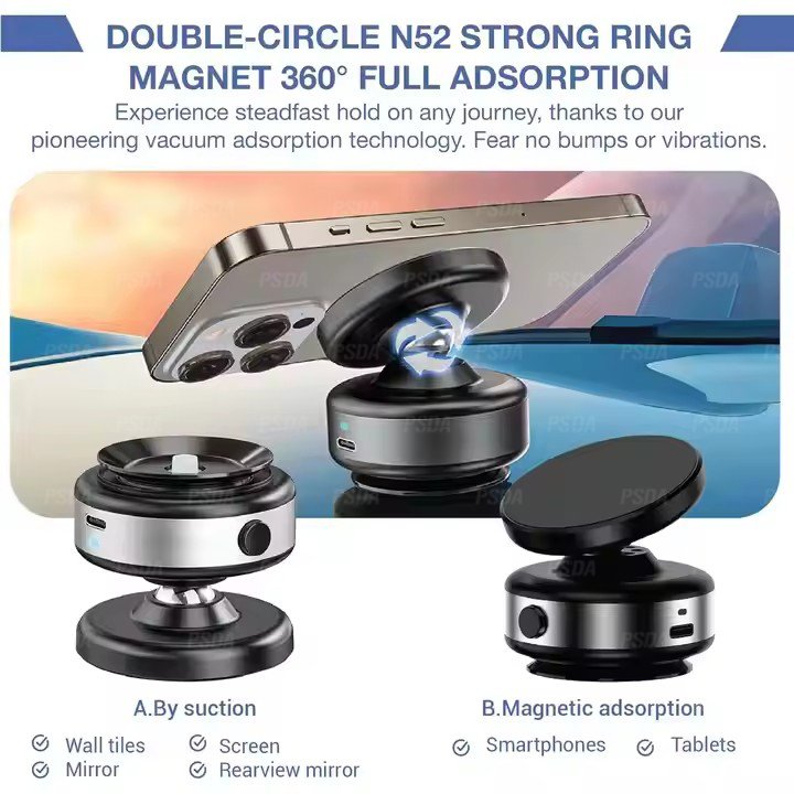 PSDA 360° Rotatable Car Phone Holder Vacuum Magnetic Suction Cup Car Mount Bracket Universal Smartphone Support iPhone Samsung