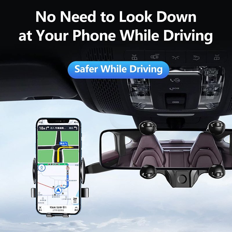 360 Adjustable Multifunctional Mobile Phone Bracket ABS Flexible Car Rearview Mirror Mount Phone Stand Holder For Cell Phones