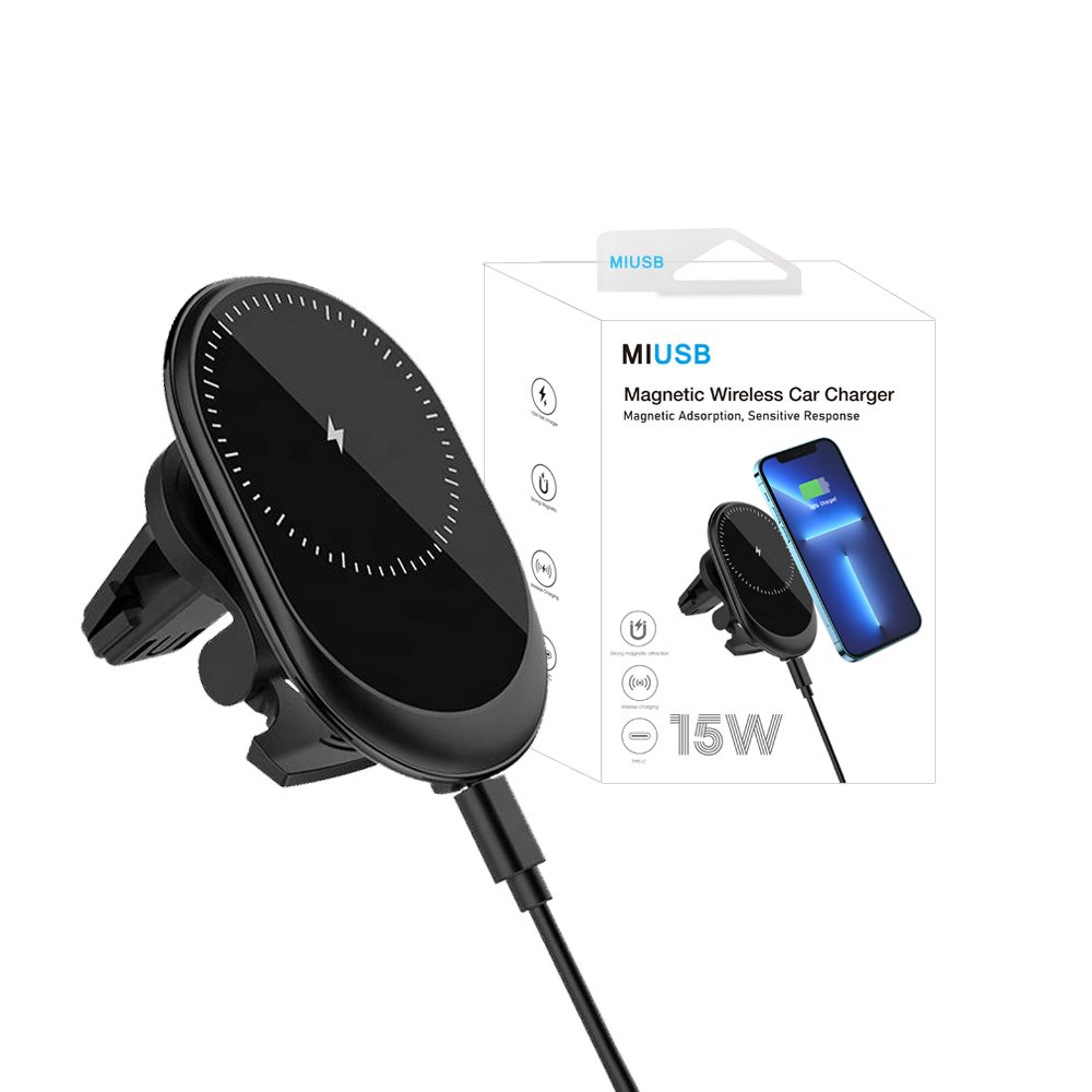 15W Magnetic Wireless Car Chargers for phone 15 Pro 14 Pro Max 13 Car Phone Holder Magnetic Fast Charging wireless charger