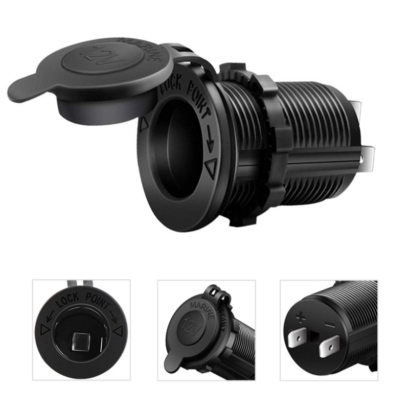 12V/24V Car Cigarette Lighter Socket, For Car Marine Motorcycle ATV RV And More, Car Interior Accessories