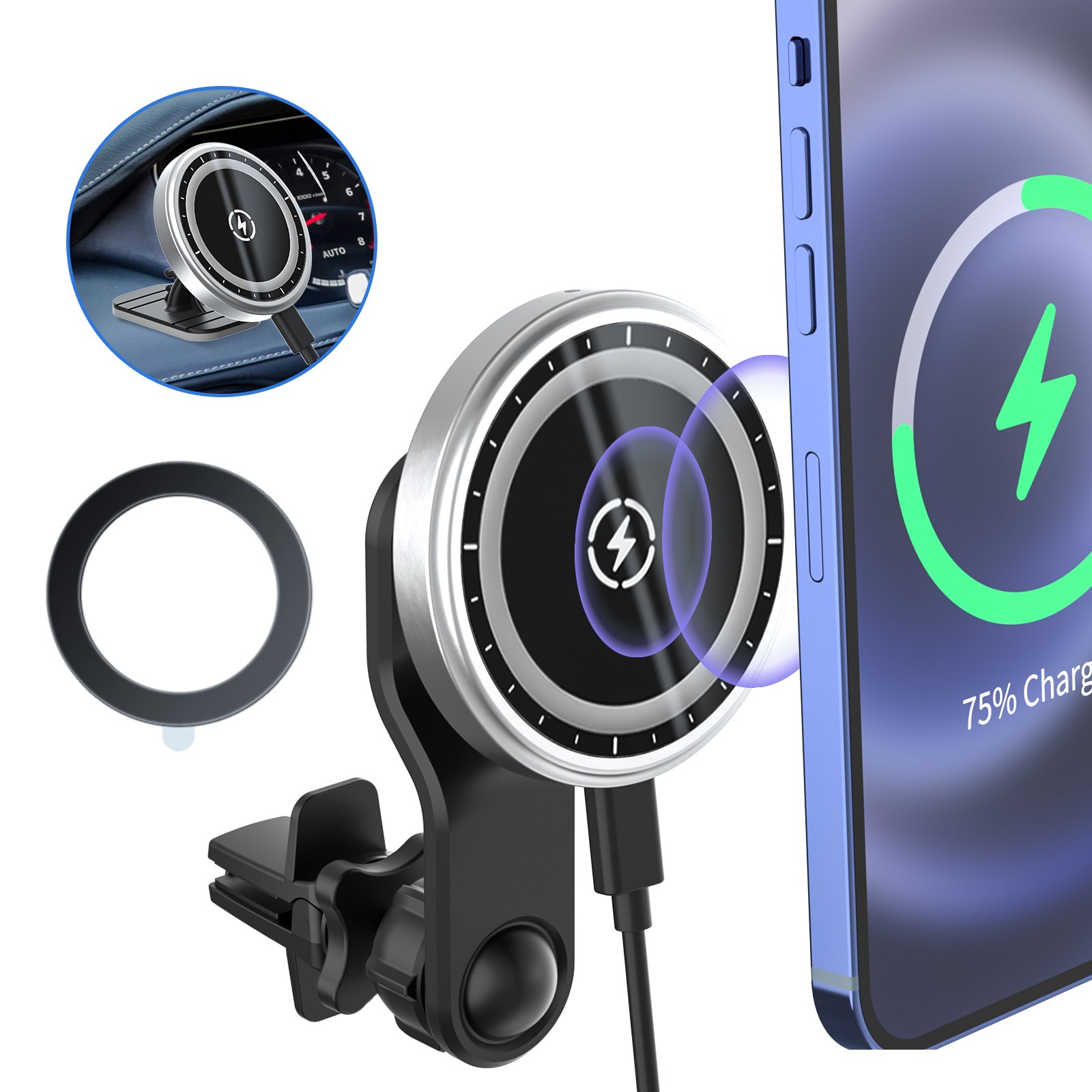 15W Magnetic Fast Car Charger Wireless Phone Holder fast charging for iphone 15 14 Car Wireless Charger For iphone