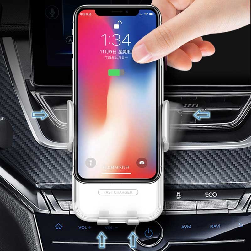 15W Fast Charging Wireless Charger Pad Smart Phone Holder Wireless Car Charger for iPhone and Samsung