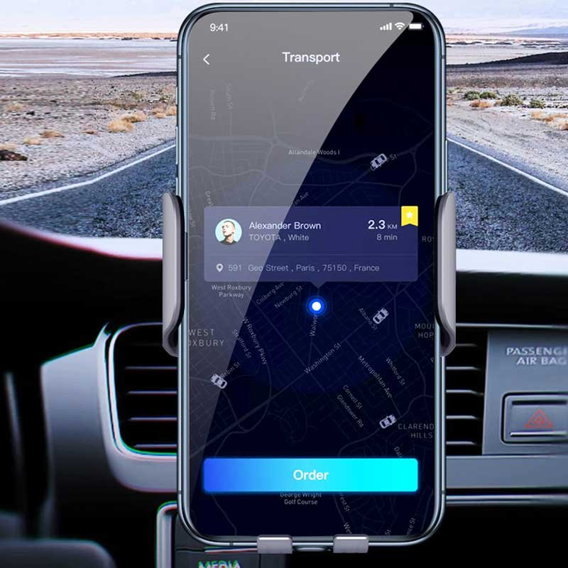 15W Fast Charging Wireless Charger Pad Smart Phone Holder Wireless Car Charger for iPhone and Samsung