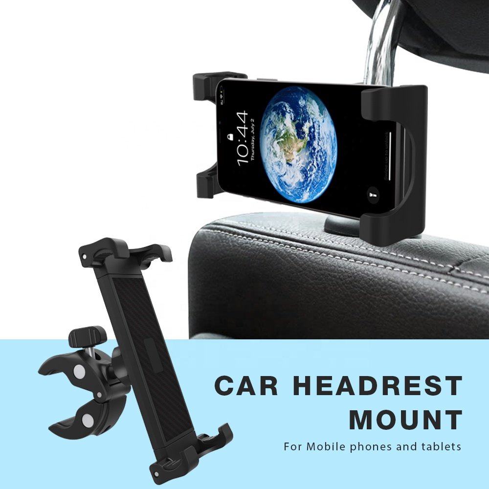 Tablet Car Headrest Mount Holder For Back Seats Apply To 4.7-12.9 Inch Phone And Tablet/Bike/Baby Stroller Holder
