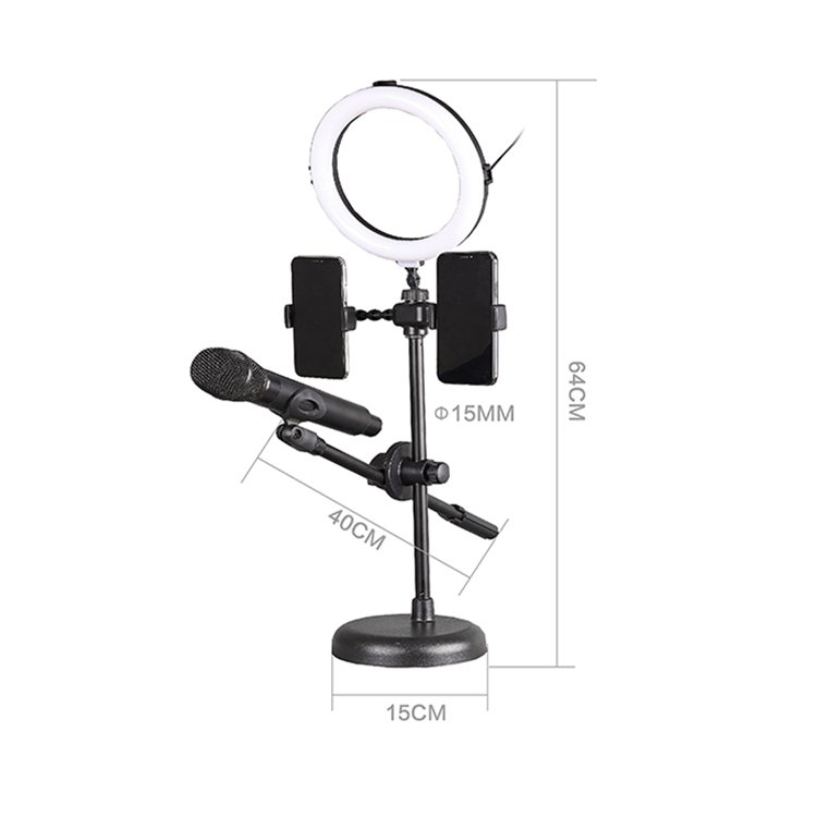 2 In 1 New Design Led 360 Degree Rotating Live Broadcast Microphone Live Streaming Stand With Led Ring Light