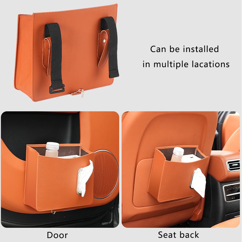 PU Leather Paper Towel Holder Multifunctional Car Door Hanging Organizer Foldable Tissue Box Seat Back Storage Box for Car