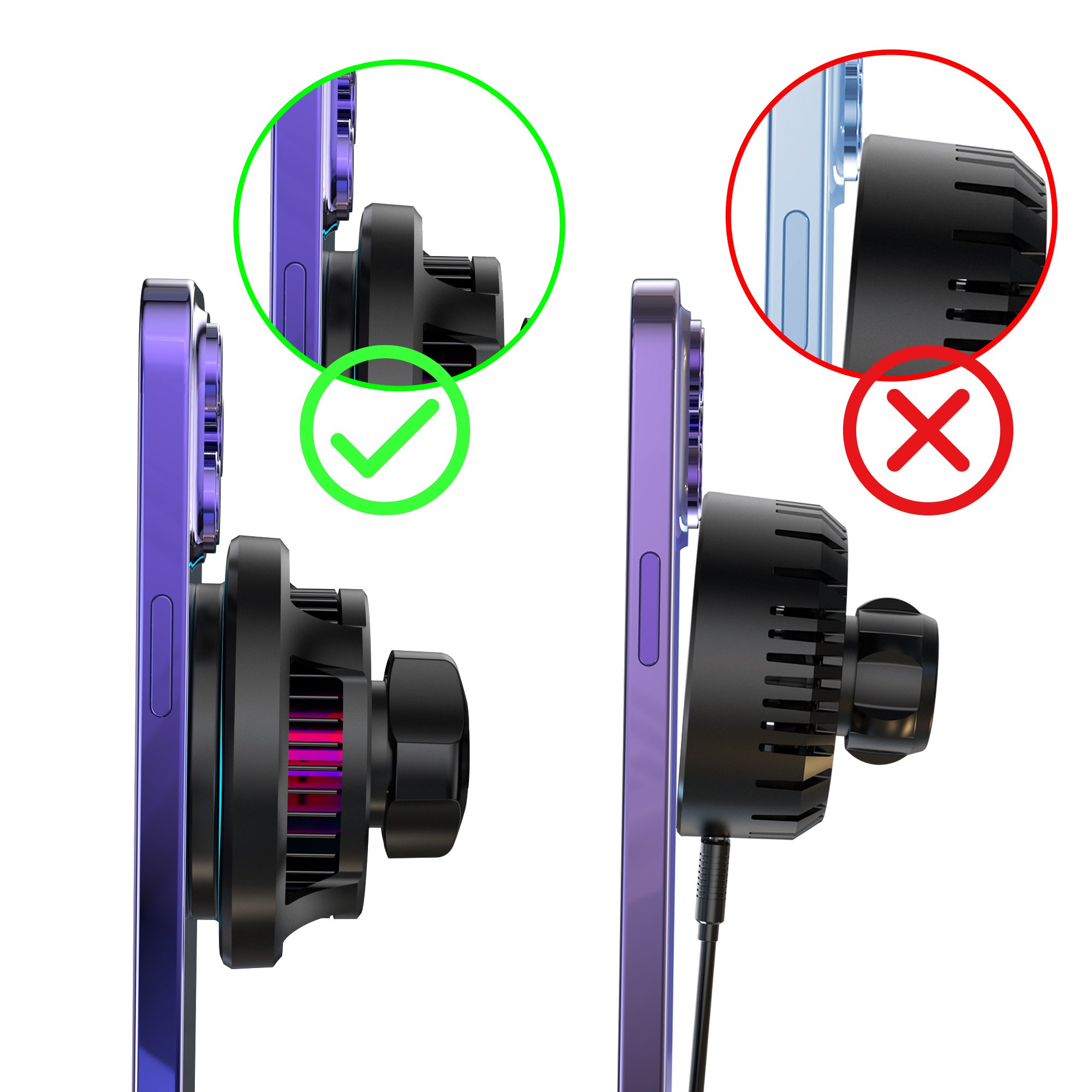 KC CE FCC 15W Peltier Wireless Car Charger with Running RGB Light Semiconductor Cooling Plate Refrigeration for iPhone 15