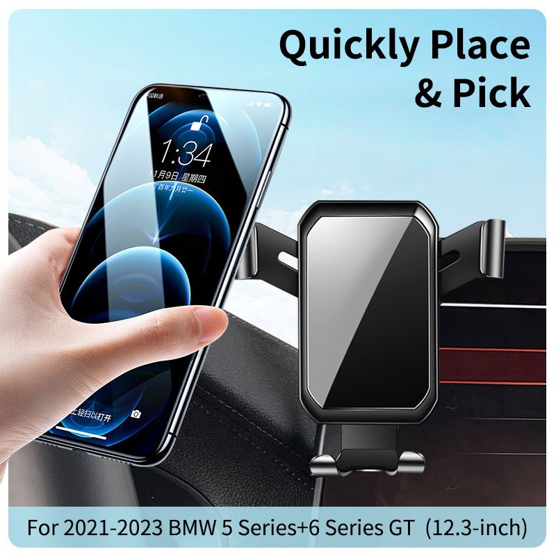 Gravity Smartphone Mobile Phone Cellphone Mount Holder Air Vent Bracket Stand For BMW 5 Series+6 Series GT 2021-2023
