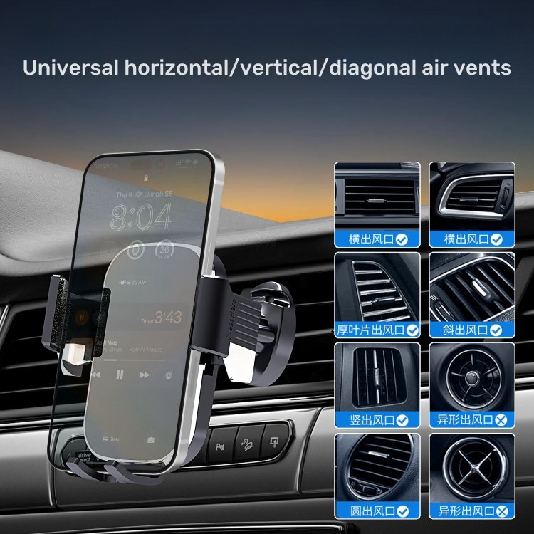 Wholesale universal 360 degree rotation metal hook air vent cellphone car mount mini portable phone holder