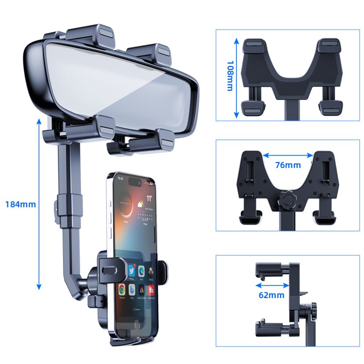 New Arrival 360-Adjustable Car Mobile Phone Holders Rearview Mirror Mount Smartphone Bracket Stand Cellphone Holder for Cars